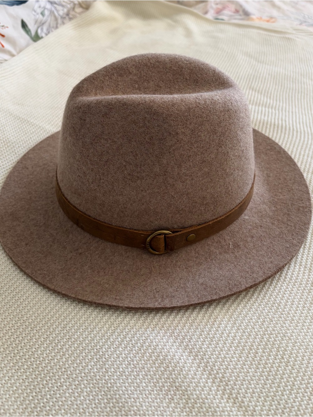 Frye Taupe Felt Fedora with Leather Band